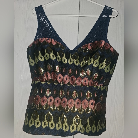 HD in Paris Navy Blue Gold Metalic Top - Picture 1 of 4